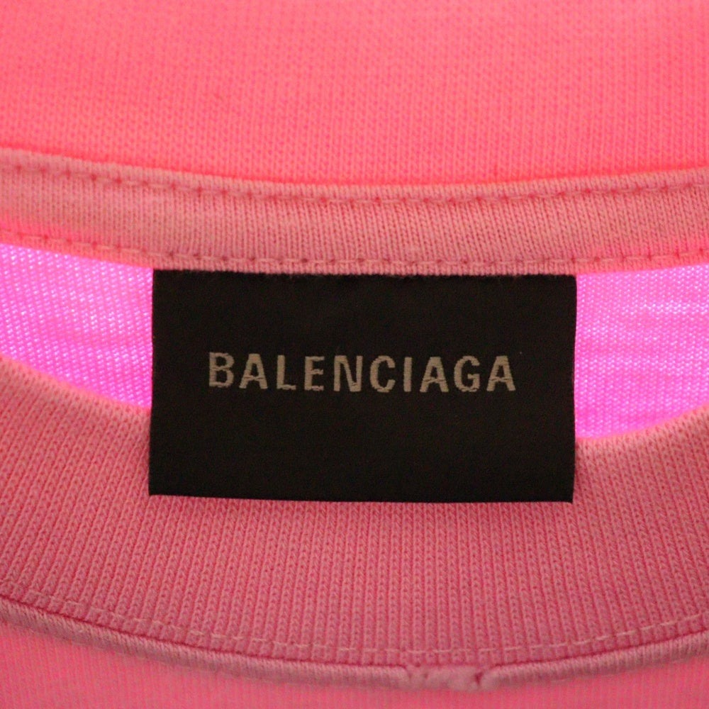 BALENCIAGA(バレンシアガ) 23SS Hand Drawn BB Icon Tee 612965 TNVN4 ロゴ クルーネック 半袖Tシャツ カットソー ピンク