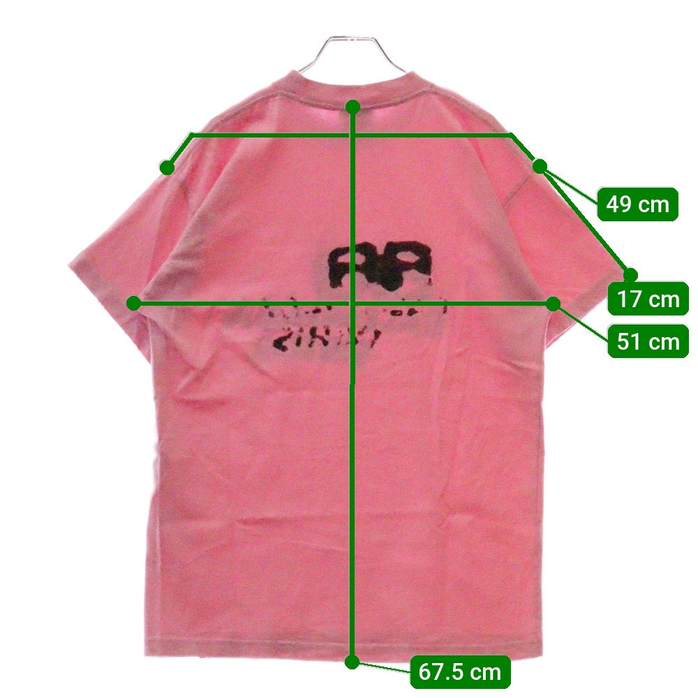 BALENCIAGA(バレンシアガ) 23SS Hand Drawn BB Icon Tee 612965 TNVN4 ロゴ クルーネック 半袖Tシャツ カットソー ピンク