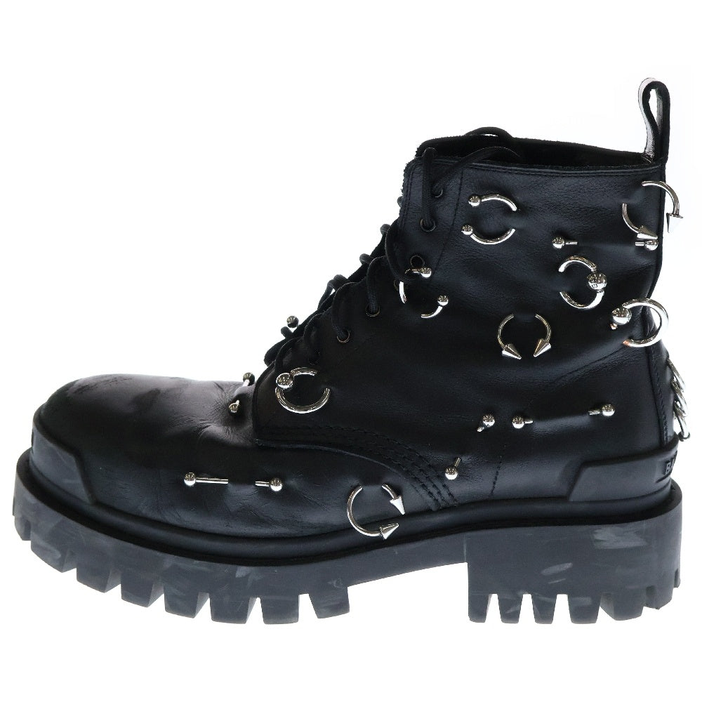 BALENCIAGA(バレンシアガ) STRIKE 20MM ストライクピアーシングレザーブーツ 763495 ブラック/シルバー