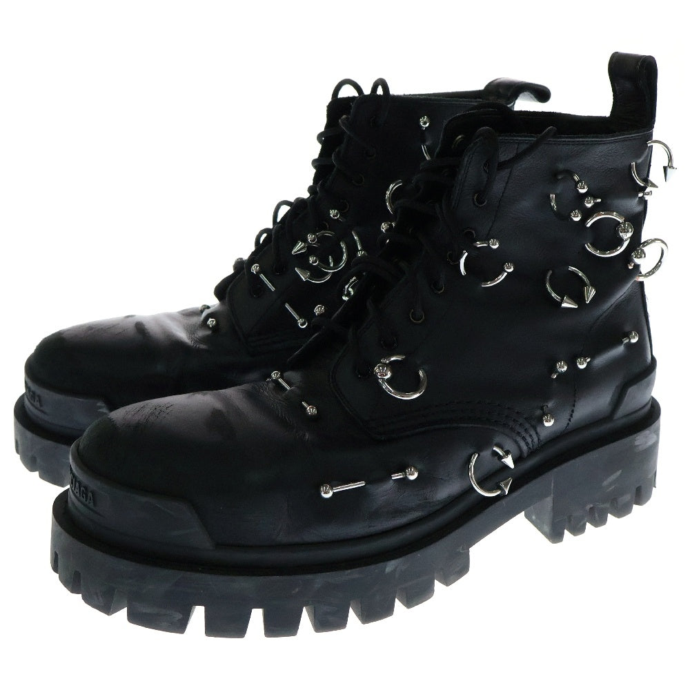 BALENCIAGA(バレンシアガ) STRIKE 20MM ストライクピアーシングレザーブーツ 763495 ブラック/シルバー