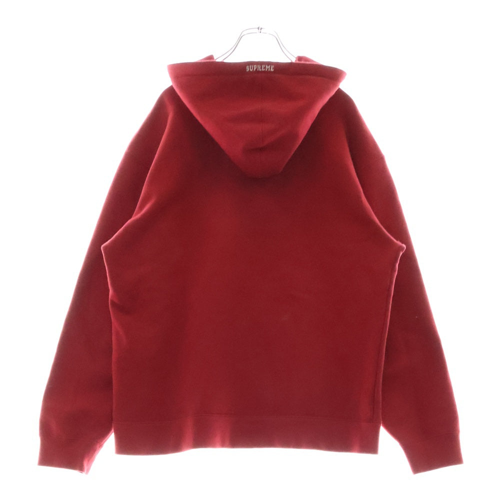 NIKE(ナイキ) 19AW ×SUPREME LEATHER APPLIQUE HOODED SWEATSHIRT レザーアップリケプルオーバースウェットパーカー レッド CK6225-687