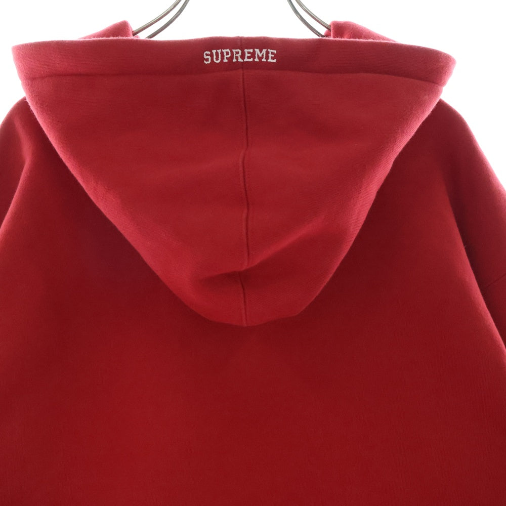 NIKE(ナイキ) 19AW ×SUPREME LEATHER APPLIQUE HOODED SWEATSHIRT レザーアップリケプルオーバースウェットパーカー レッド CK6225-687