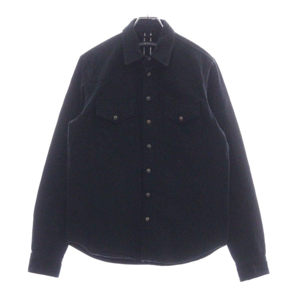CHROME HEARTS(クロムハーツ) DENIM WESTERN デニムウエスタン 袖クロスパッチクロスボールボタン デニム長袖シャツ ブラック