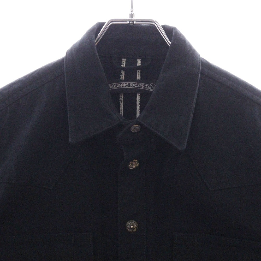 CHROME HEARTS(クロムハーツ) DENIM WESTERN デニムウエスタン 袖クロスパッチクロスボールボタン デニム長袖シャツ ブラック