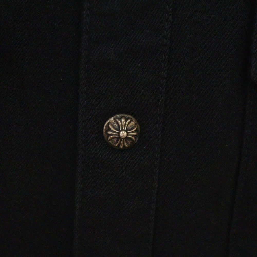 CHROME HEARTS(クロムハーツ) DENIM WESTERN デニムウエスタン 袖クロスパッチクロスボールボタン デニム長袖シャツ ブラック