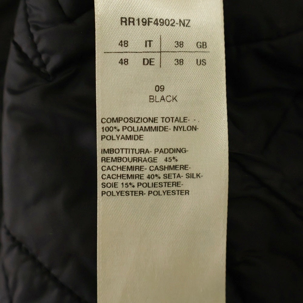 Rick Owens(リックオウエンス) 19AW LARRY F/W 19 ラリーキルティングライナー ライト ダウンコート ノーカラー ジャケット ブラック RR19F4902-NZ