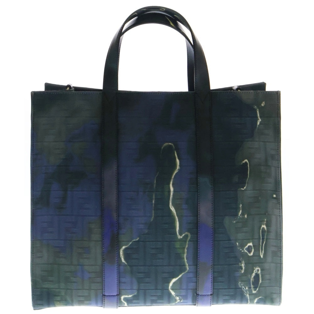 FENDI(フェンディ) FLAT SHOPPING BAG フラットショッピングバッグ ズッカ柄 ジャガード トートバッグ ショルダーバッグ ネイビー 7VA390 AHUE F1GWB