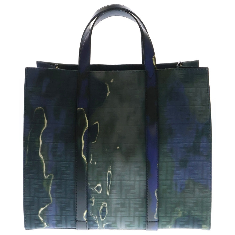 FENDI(フェンディ) FLAT SHOPPING BAG フラットショッピングバッグ ズッカ柄 ジャガード トートバッグ ショルダーバッグ ネイビー 7VA390 AHUE F1GWB