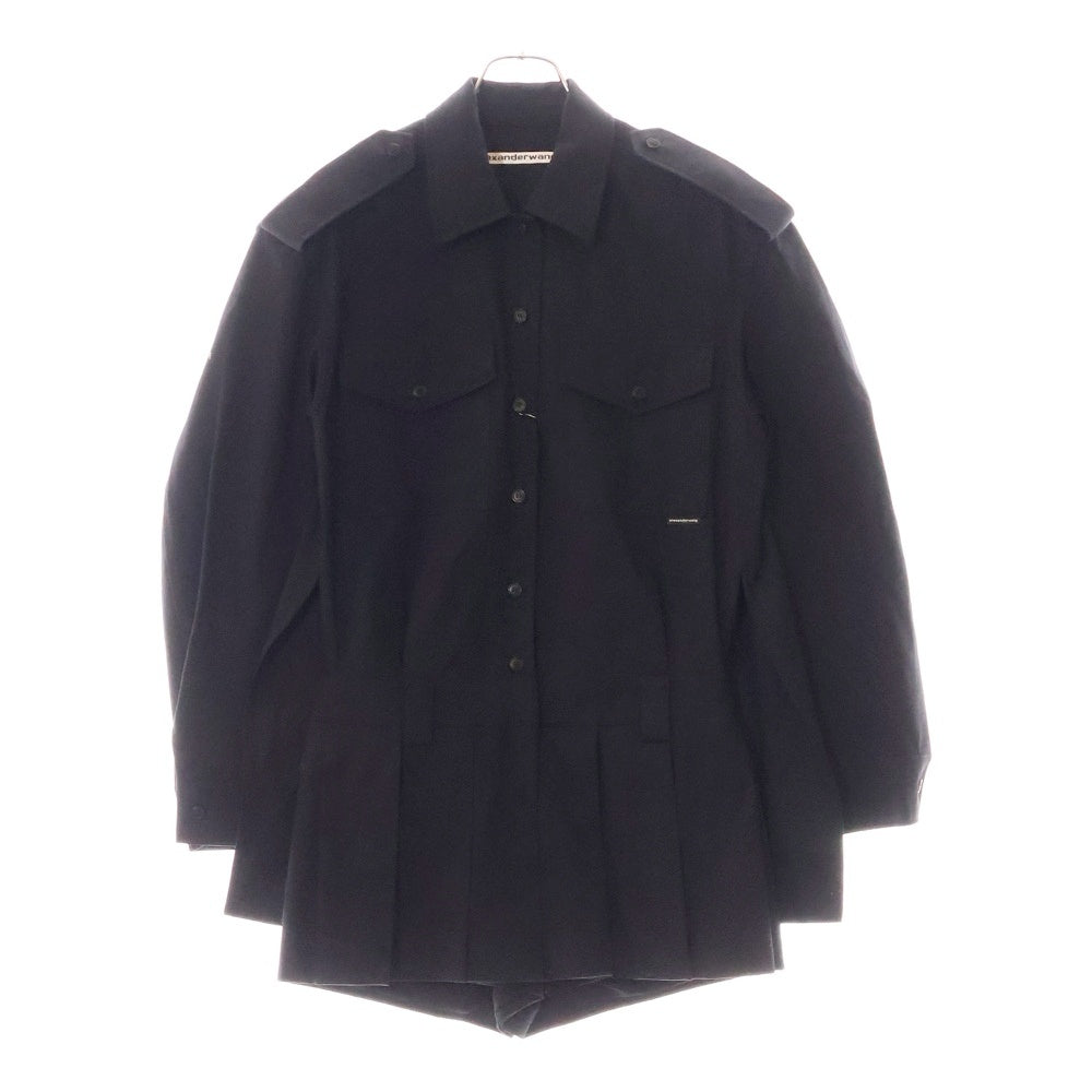 ALEXANDER WANG(アレキサンダーワン) Prestyled Pleated Mini Skirt Romper フロントポケット ジャケット プリーツスカート ワンピース ブラック レディース 1WC4246691
