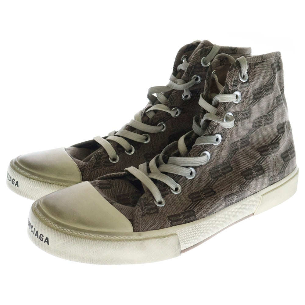BALENCIAGA(バレンシアガ) 22SS Paris High Top ロゴジャガード ハイカットスニーカー ブラウン 42 688752