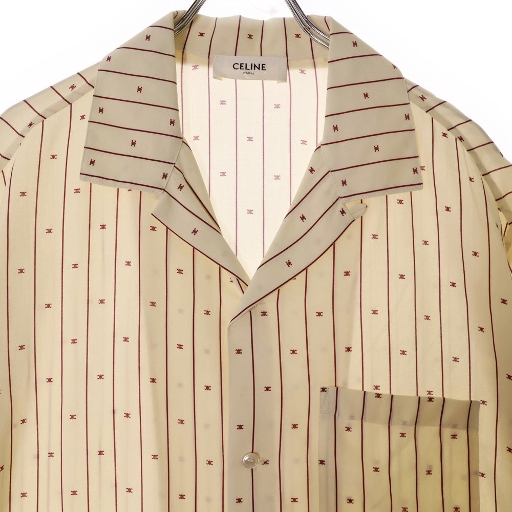 CELINE(セリーヌ) 23AW HAWAIIAN SHIRT IN PRINTED VISCOSE ミニ トリオンフ ストライププリント ハワイアンシャツ アイボリー 2C09B825W 16CB