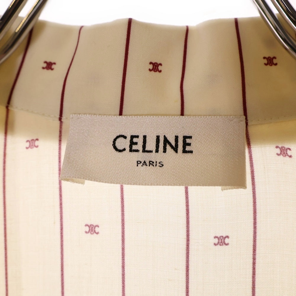CELINE(セリーヌ) 23AW HAWAIIAN SHIRT IN PRINTED VISCOSE ミニ トリオンフ ストライププリント ハワイアンシャツ アイボリー 2C09B825W 16CB
