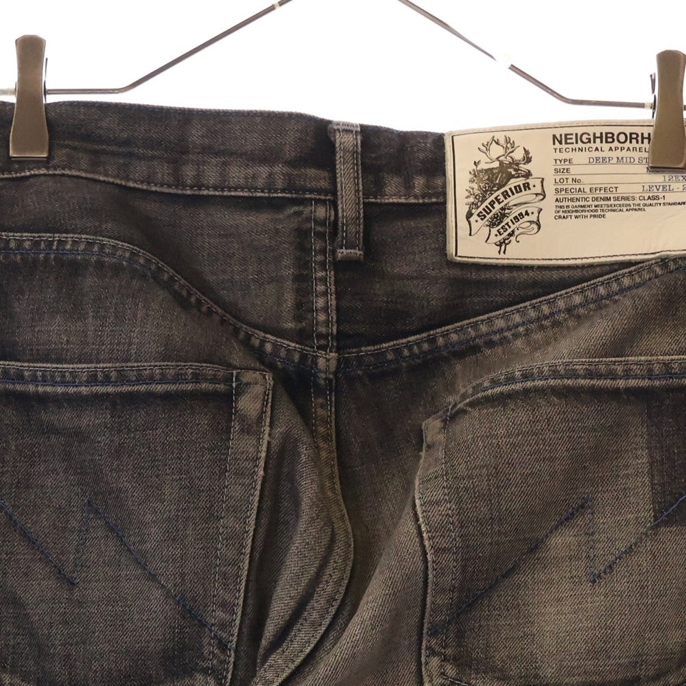 NEIGHBORHOOD(ネイバーフッド) DEEP MID STRAIGHT DENIM ダメージ加工 ストレートデニムパンツ ジーンズ ブラック