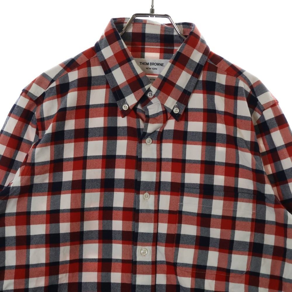 THOM BROWNE(トムブラウン) フロントポケット チェック柄 長袖シャツ レッド MWL301A-07494960