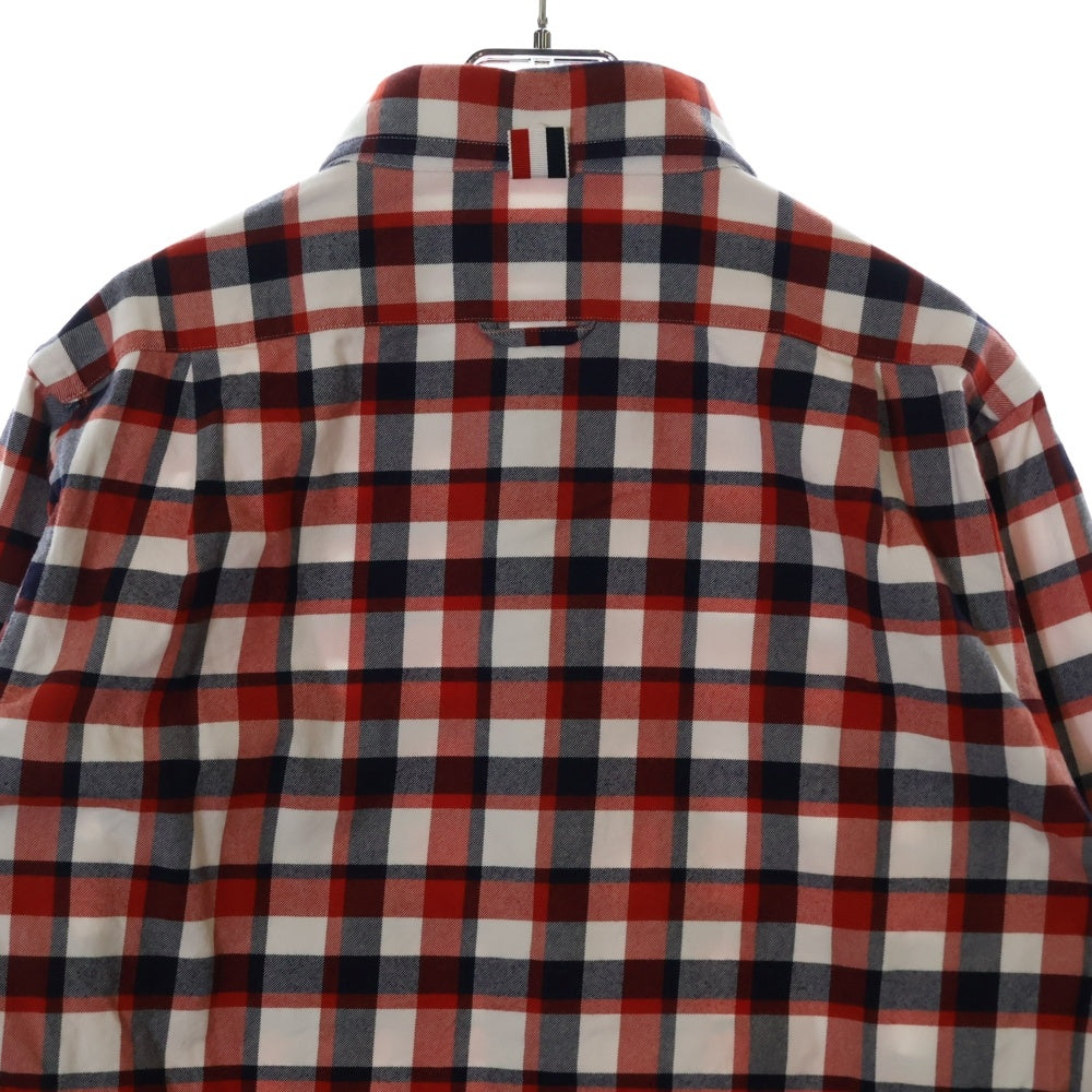 THOM BROWNE(トムブラウン) フロントポケット チェック柄 長袖シャツ レッド MWL301A-07494960