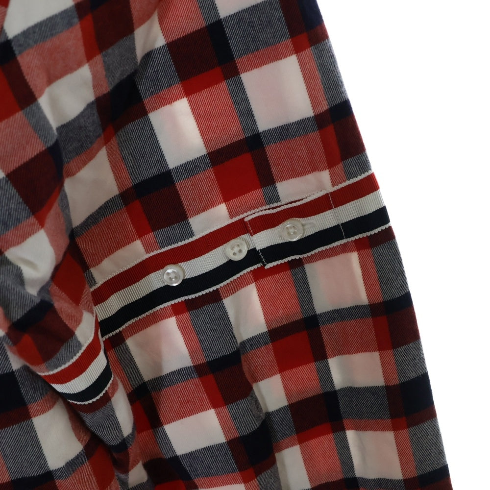 THOM BROWNE(トムブラウン) フロントポケット チェック柄 長袖シャツ レッド MWL301A-07494960