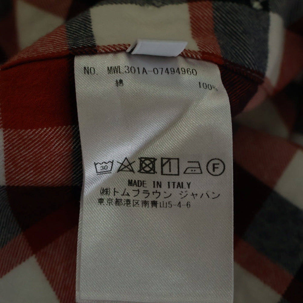 THOM BROWNE(トムブラウン) フロントポケット チェック柄 長袖シャツ レッド MWL301A-07494960
