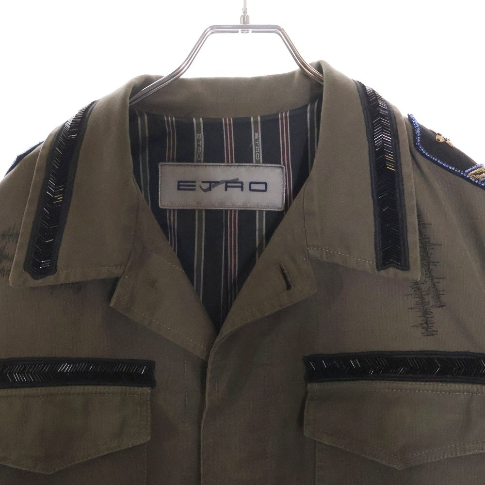 ETRO(エトロ) ビーズパッチ ミリタリージャケット カーキ 171-AS644-9185