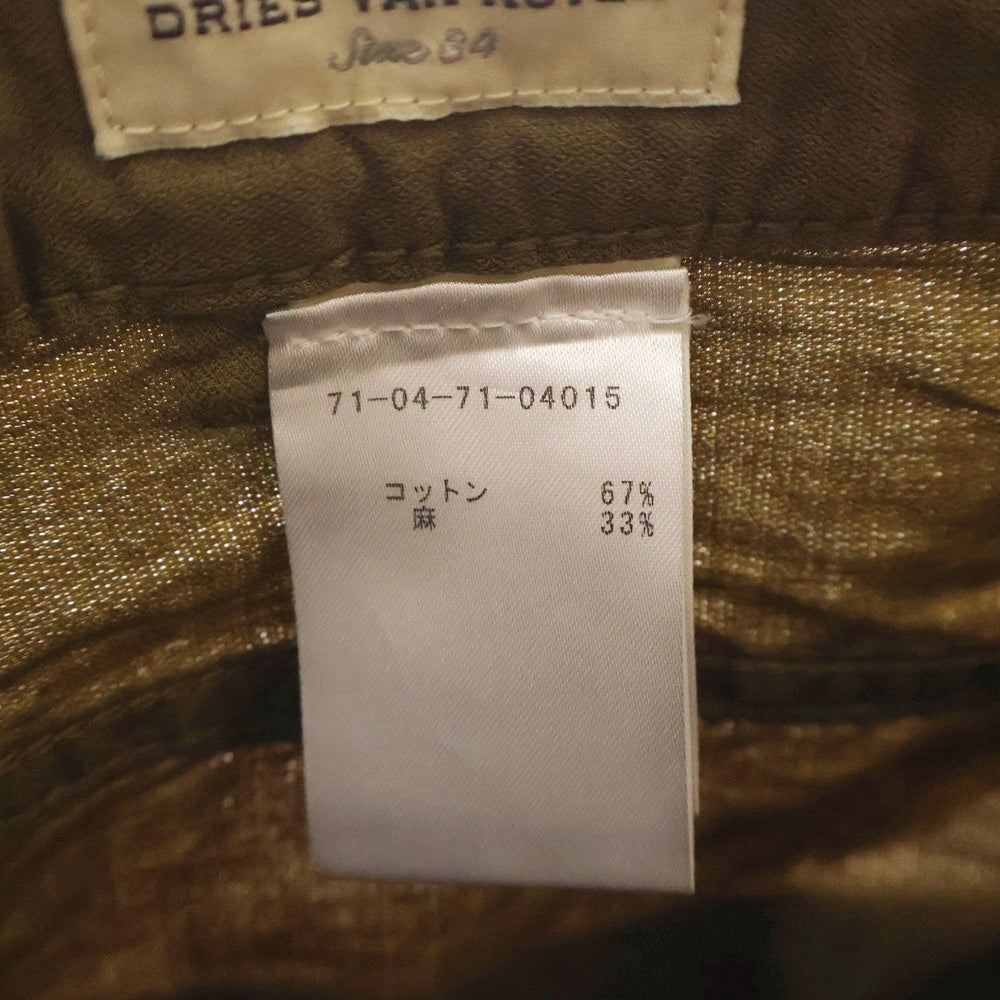 DRIES VAN NOTEN(ドリスヴァンノッテン) Wide Tuck Pants ワイドリネンタックパンツ カーキ