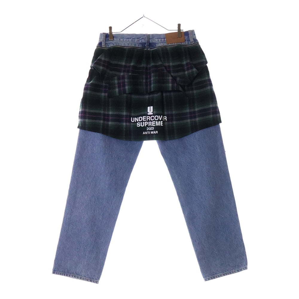 SUPREME(シュプリーム) 23SS ×UNDERCOVER Layered Jean アンダーカバー チェックシャツ レイヤードデニムパンツ インディゴ