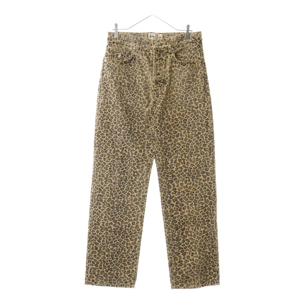 STUSSY(ステューシー) 25SS NEW CLASSIC JEANS DENIM LEOPARD ヴィンテージ加工 レオパード デニム ジーンズ ブラウン 116705