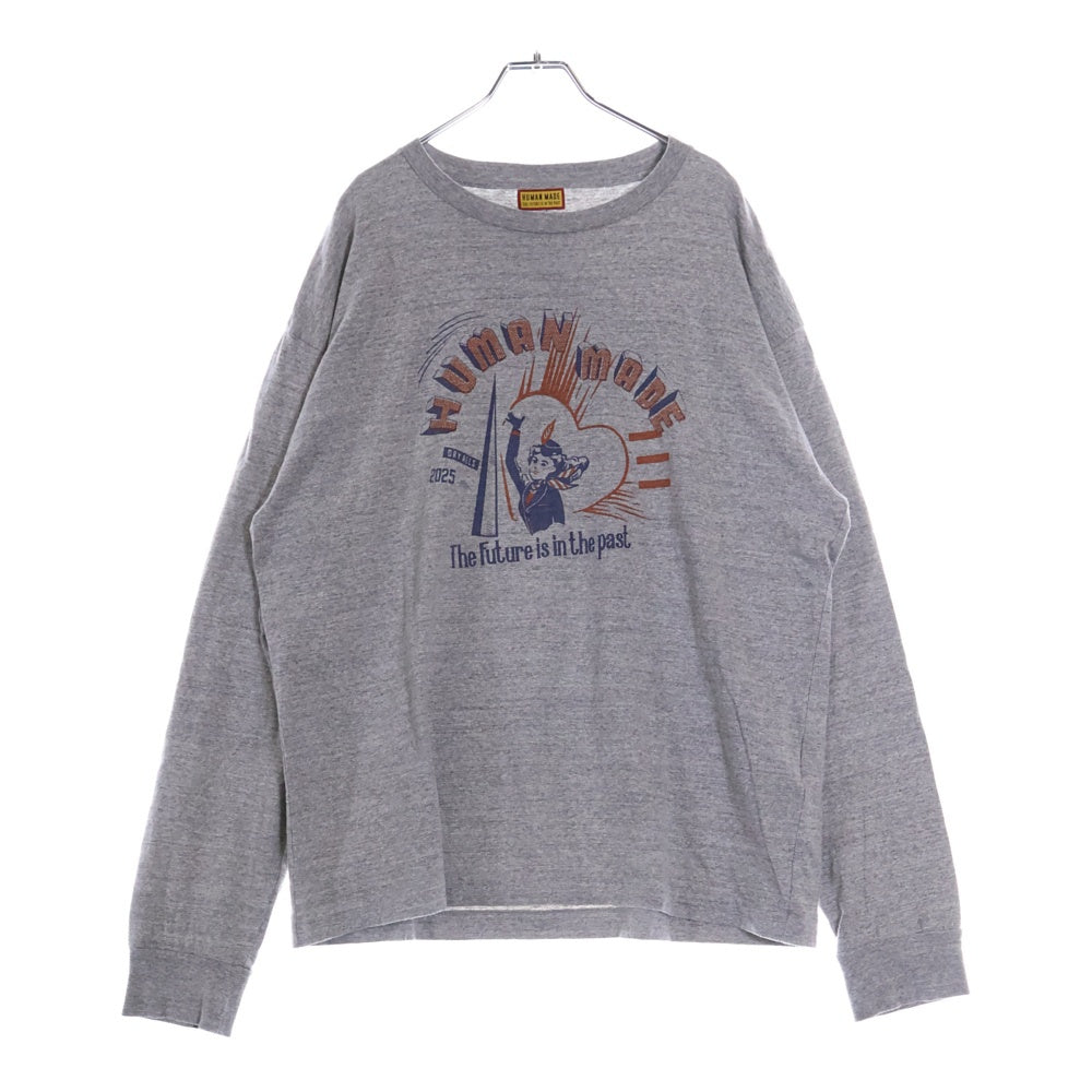 HUMAN MADE(ヒューマンメイド) GRAPHIC L/S T-SHIRT フロントプリント長袖Tシャツ グレー HM29CS023