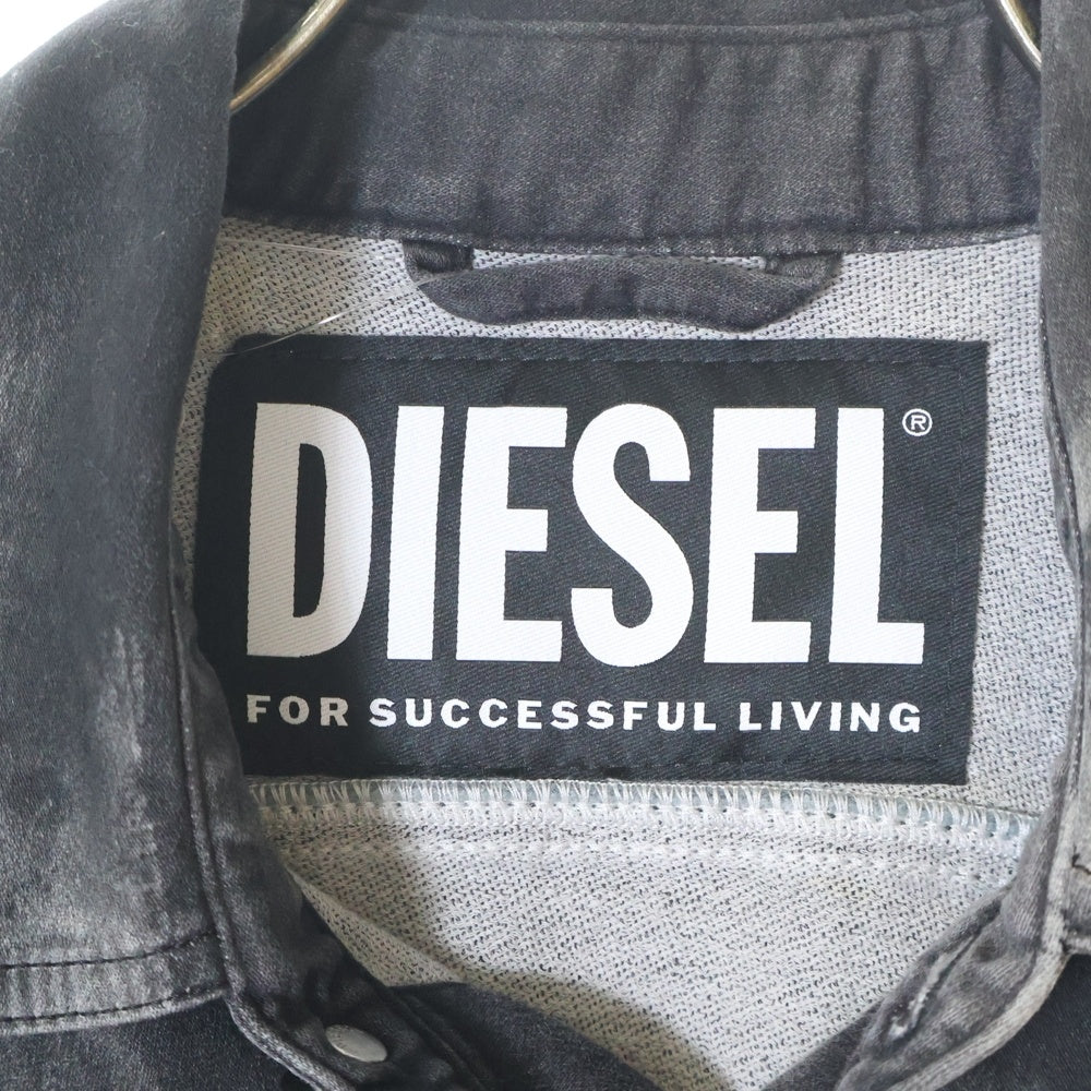DIESEL(ディーゼル) D-PINKIES-SP ベルト付 デニム長袖シャツ ワンピース レディース ブラック