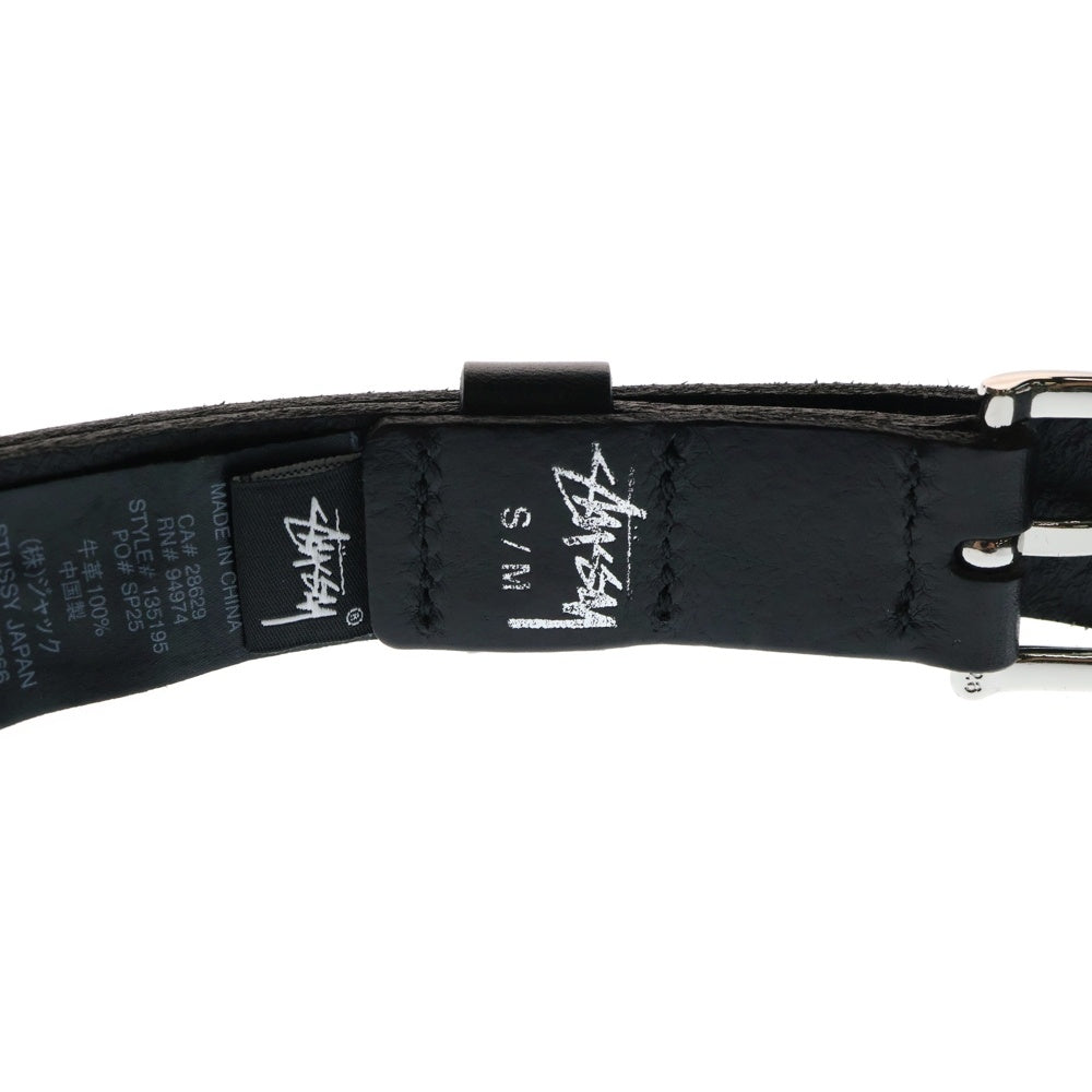 STUSSY(ステューシー) EMBROIDERD S BELT Sロゴ 刺繍 レザーベルト ブラック