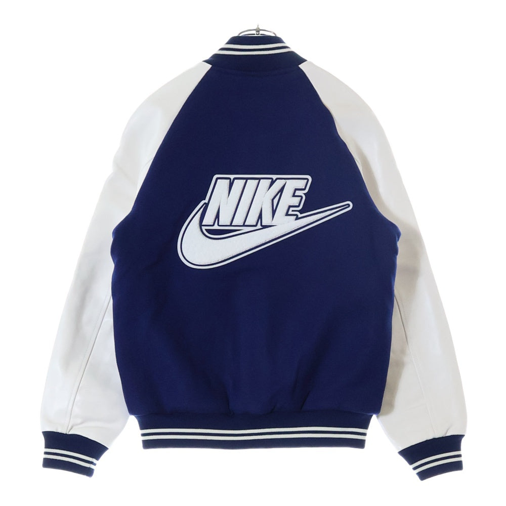 NIKE(ナイキ) ×NIGO OTSUMO PLAZA限定 NRG Varsity Jacket ニゴー レザー切替 バーシティジャケット スタジャン ブルー/ホワイト FV5670-492