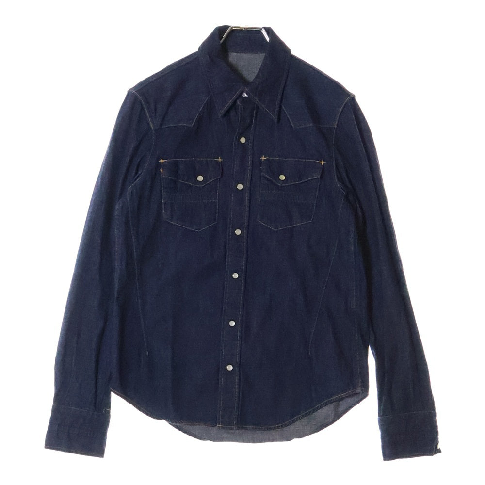 NUMBER (N)INE(ナンバーナイン) 07AW 音符 袖裏地デザイン デニムシャツ 長袖シャツ インディゴ F07-NNS001A