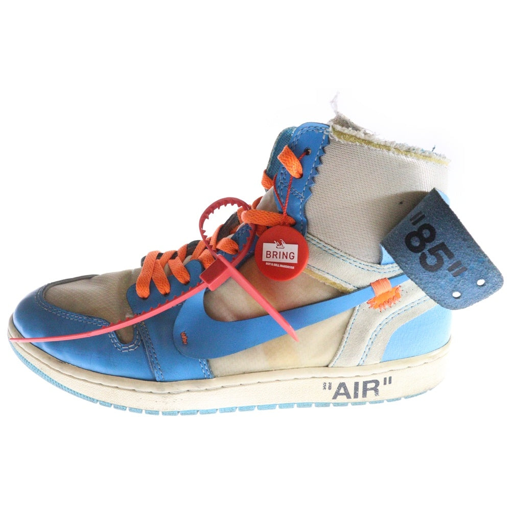NIKE(ナイキ) ×OFF-WHITE AIR JORDAN 1 POWDER BLUE UNC オフホワイト エアジョーダン1 パウダーブルー ハイカットスニーカー ホワイト/ブルー US10/28.0cm AQ0818-148