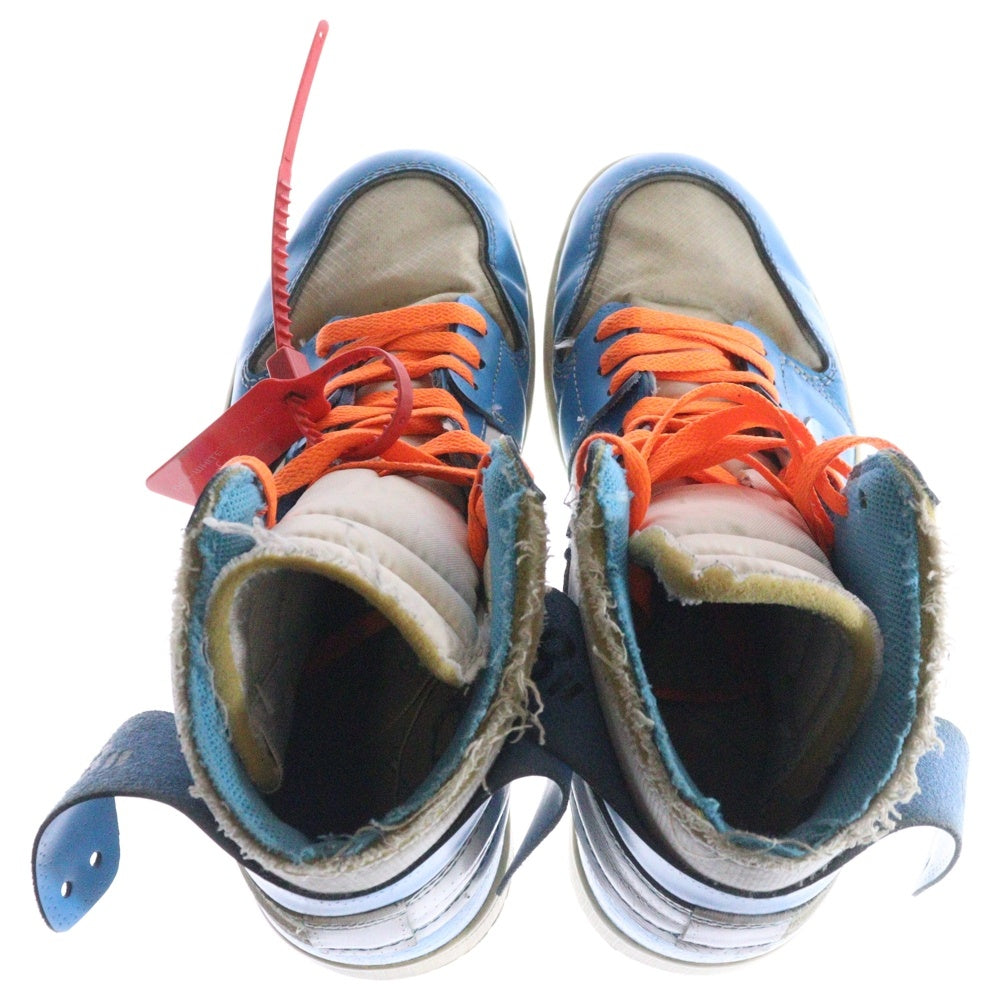 NIKE(ナイキ) ×OFF-WHITE AIR JORDAN 1 POWDER BLUE UNC オフホワイト エアジョーダン1 パウダーブルー ハイカットスニーカー ホワイト/ブルー US10/28.0cm AQ0818-148