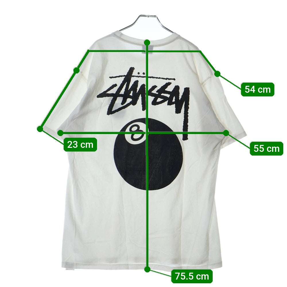 STUSSY(ステューシー) 8ボール 両面プリント 半袖Tシャツ ホワイト