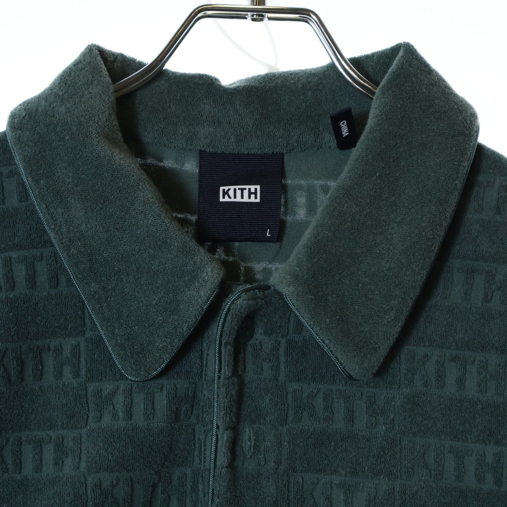 KITH(キス) Graham Polo Court 総柄 パイル地 半袖ポロシャツ グリーン KHM031070