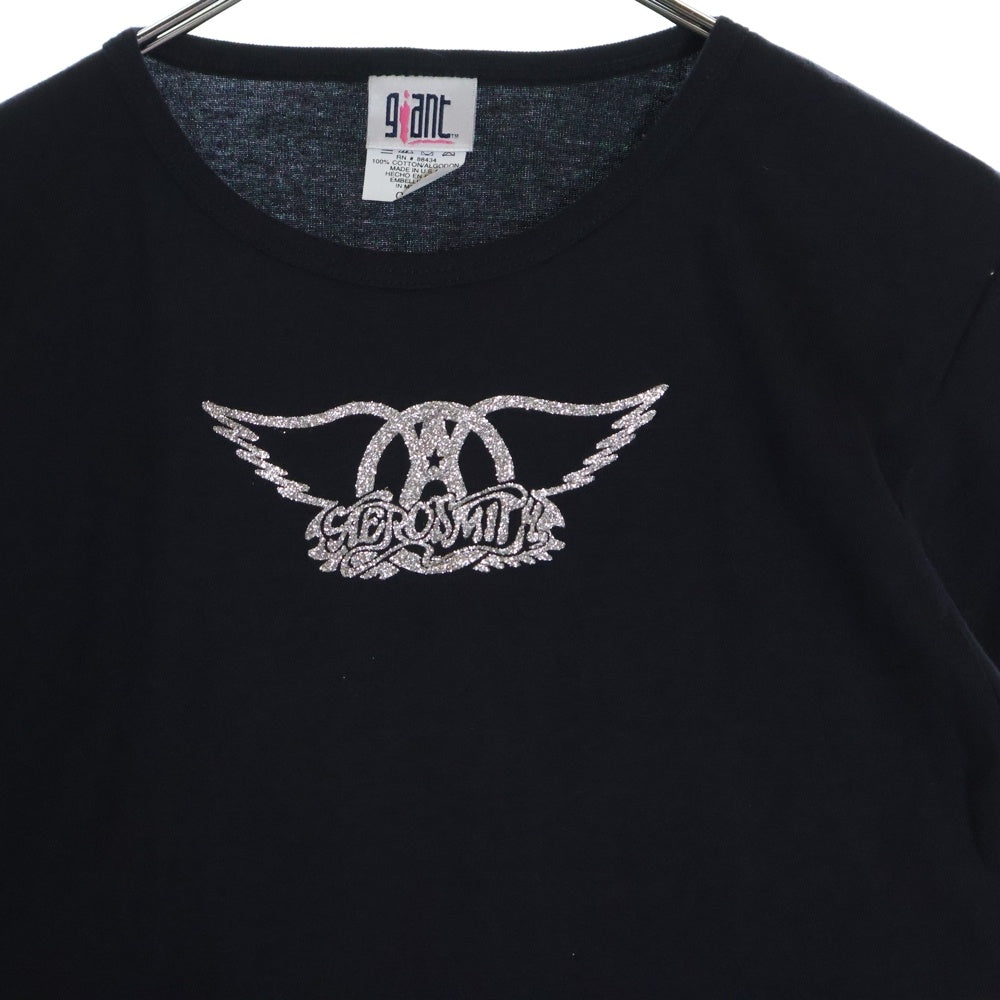 VINTAGE(ヴィンテージ) 00S VINTAGE GIANT AERO SMITH WINGS WORLD TOUR エアロスミス ウィングス プリント 半袖Tシャツ カットソー ブラック レディース