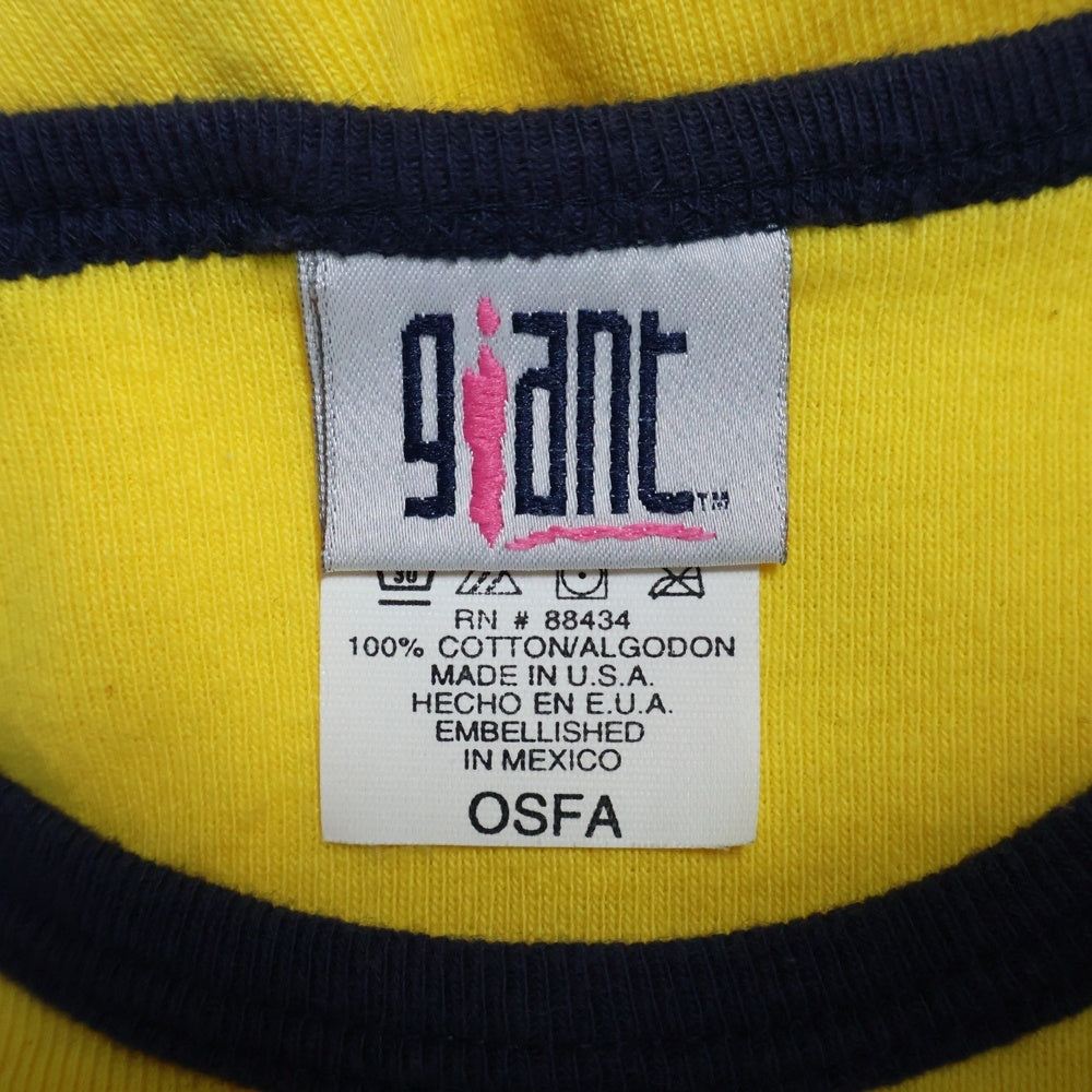 VINTAGE(ヴィンテージ) 00SS VINTAGE GIANT AERO SMITH WINGS エアロスミス ウィングス フロントロゴプリント 半袖Tシャツ カットソー イエロー/ネイビー レディース