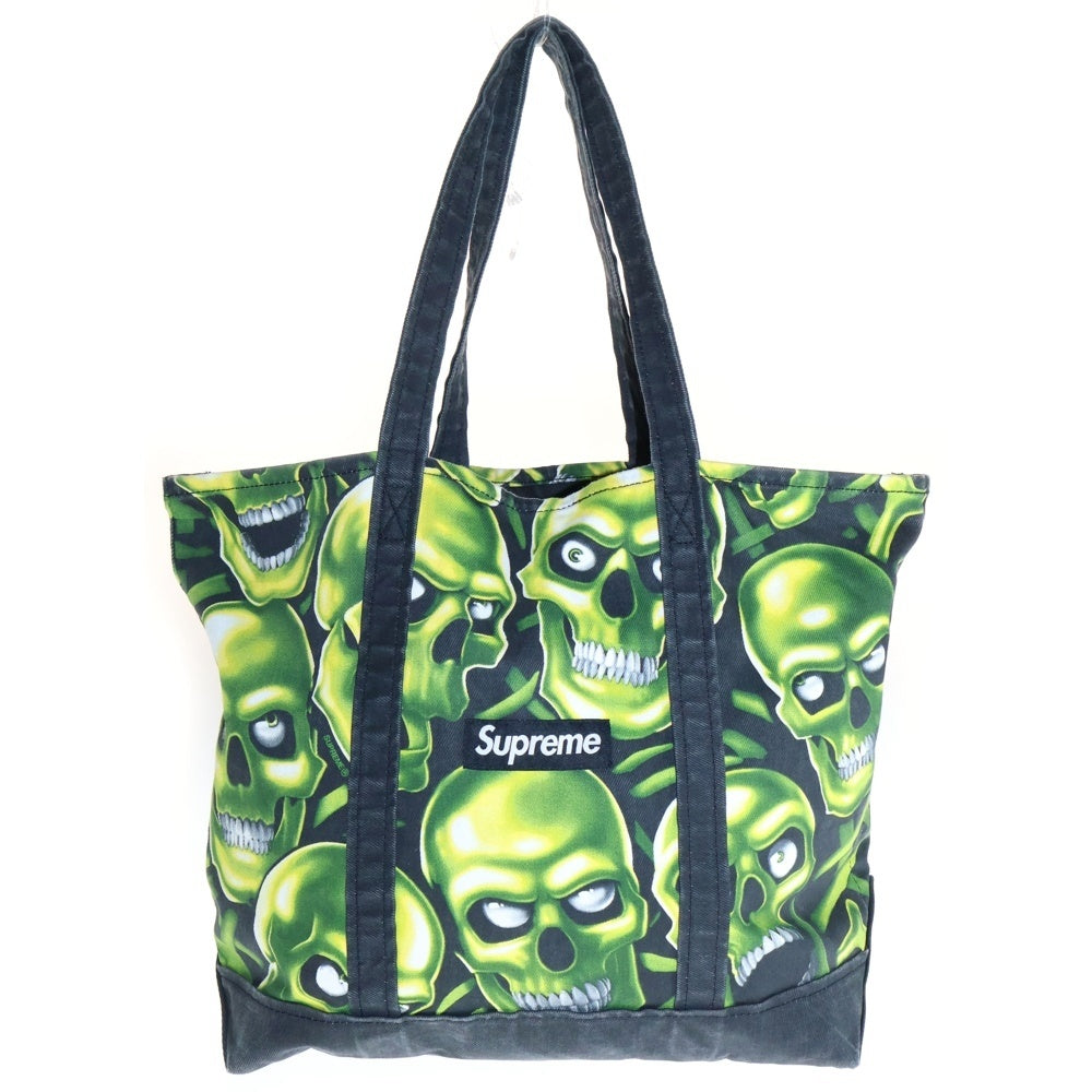 SUPREME(シュプリーム) 18SS Skull Pile Denim Tote スカル総柄 デニム トートバッグ グリーン