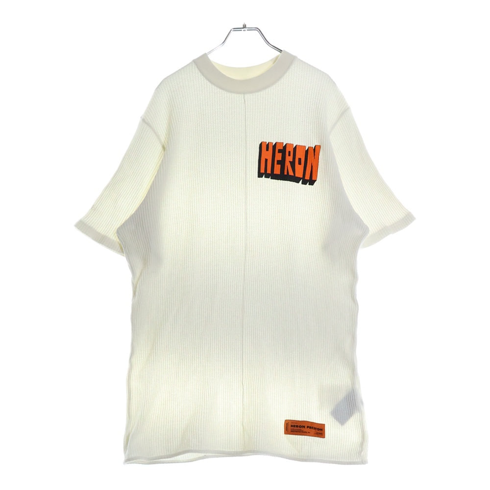 HERON PRESTON(ヘロンプレストン) 20SS WAFFLE EHRON BOLD Tee フロントロゴプリント 半袖Tシャツ カットソー ホワイト HMAA010S20914013