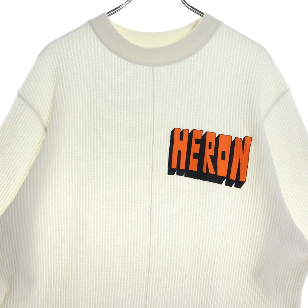 HERON PRESTON(ヘロンプレストン) 20SS WAFFLE EHRON BOLD Tee フロントロゴプリント 半袖Tシャツ カットソー ホワイト HMAA010S20914013