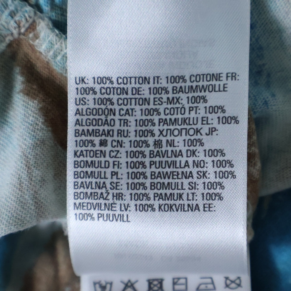 DIESEL(ディーゼル) T-Wash-L2 ウォッシュデザイン ロゴオーバーサイズ半袖Tシャツ ブルー/ブラウン A10471