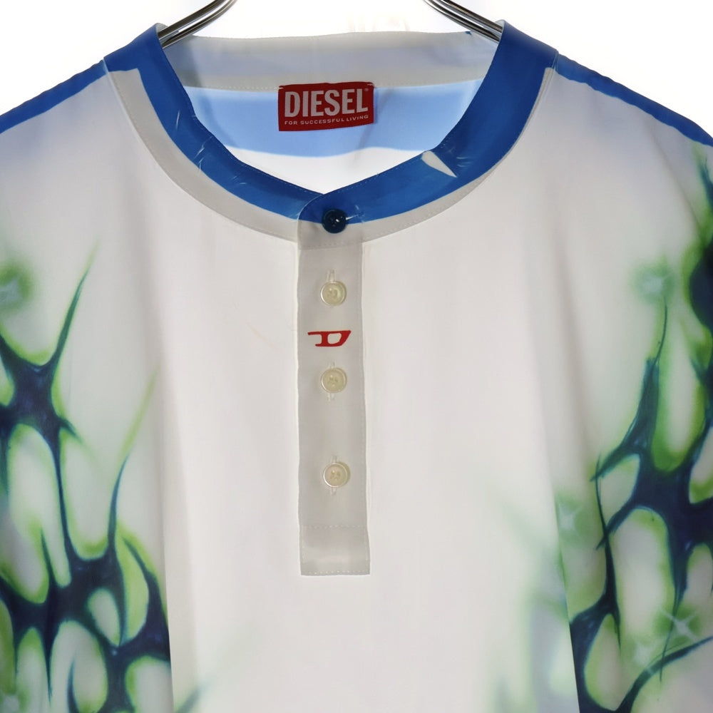 DIESEL(ディーゼル) T-Olavi-A-Ser-Graffiti-Jap Long-Sleeve グラフィックデザインロングスリーブ 長袖Tシャツ ホワイト/ブルー P015960SPDH