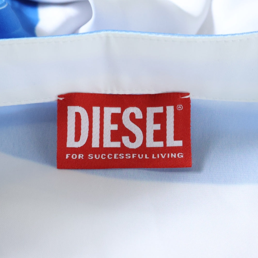 DIESEL(ディーゼル) T-Olavi-A-Ser-Graffiti-Jap Long-Sleeve グラフィックデザインロングスリーブ 長袖Tシャツ ホワイト/ブルー P015960SPDH