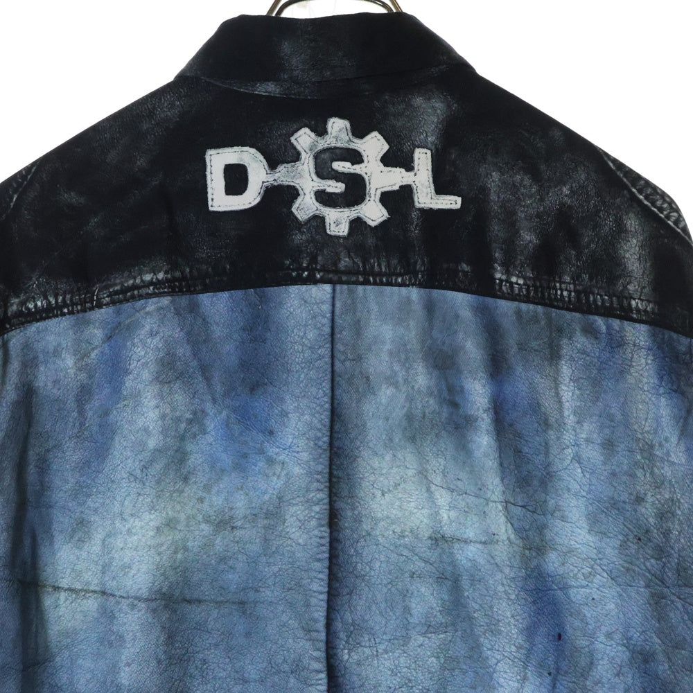 DIESEL(ディーゼル) 23SS S-UMBE-G 総柄デザイン 長袖シャツ ブラック/ブルー A08814