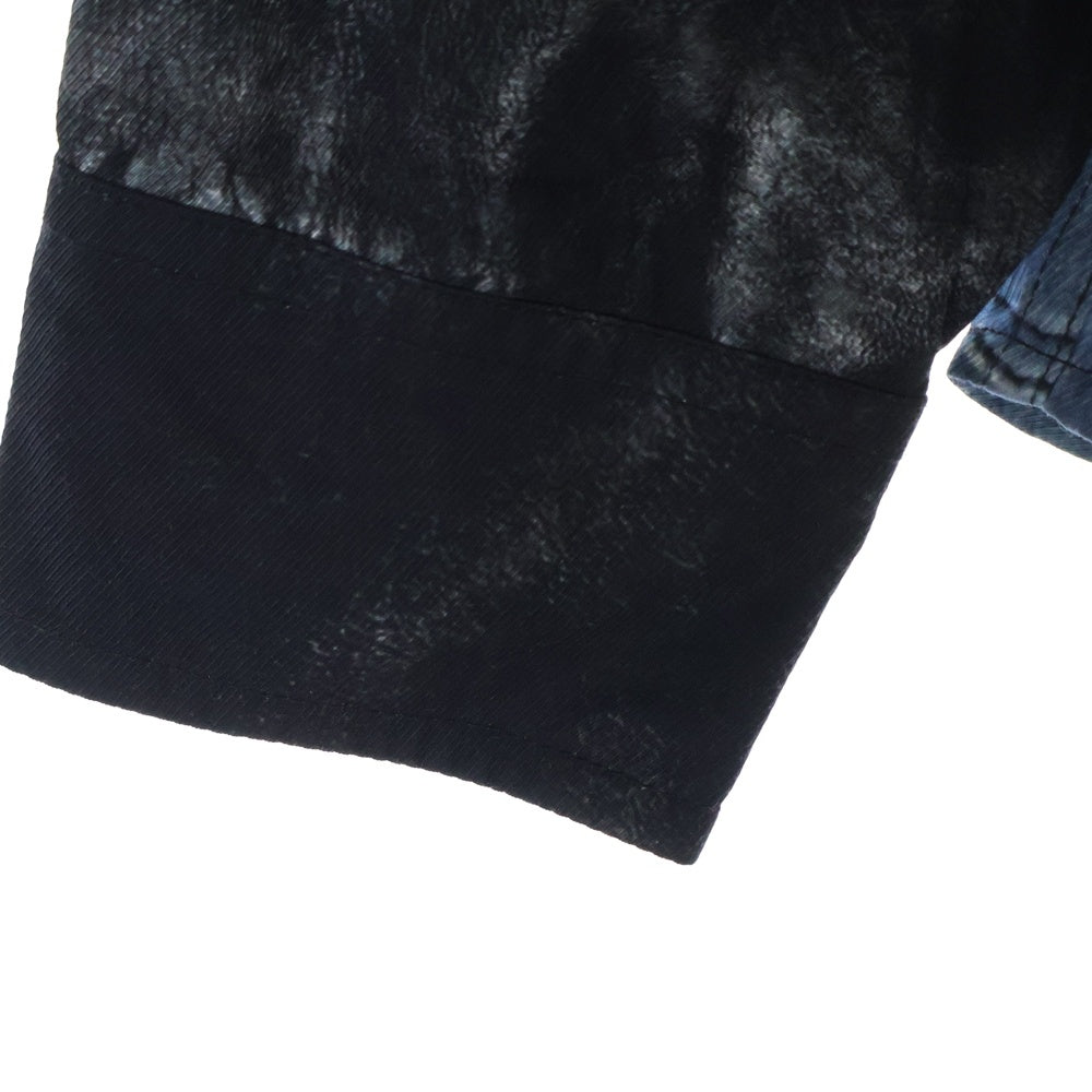 DIESEL(ディーゼル) 23SS S-UMBE-G 総柄デザイン 長袖シャツ ブラック/ブルー A08814