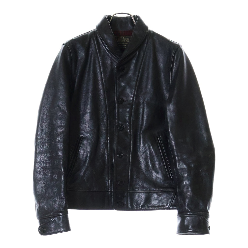 WACKO MARIA(ワコマリア) カウハイド ウールチェック柄ライナー レザージャケット ブルゾン ブラック 12AW-LEA-05