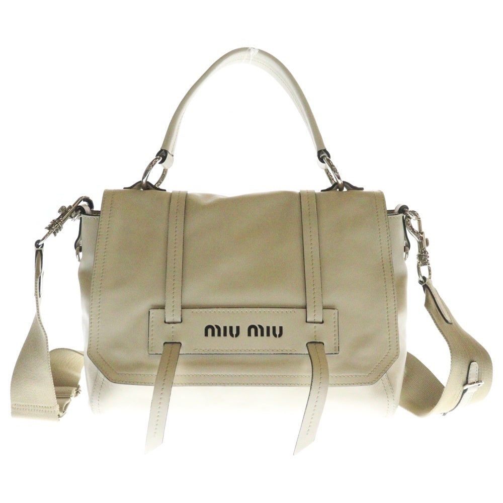 miumiu(ミュウミュウ) Grace Lux Small Leather Shoulder Bag 2way レザー ハンドバッグ ショルダーバッグ アイボリー