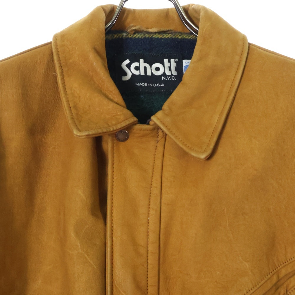SCHOTT(ショット) ヌバックレザー ウールブランケット付き ジャケット コート ブラウン
