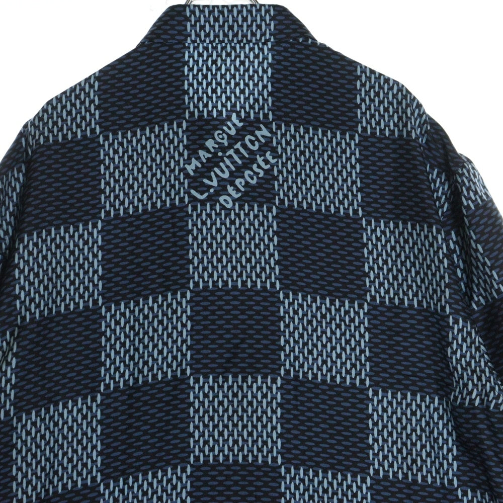 LOUIS VUITTON(ルイヴィトン) 25AW 総柄 ダミエ シルク半袖シャツ ブルー RM252MQ FYQ HTS41W