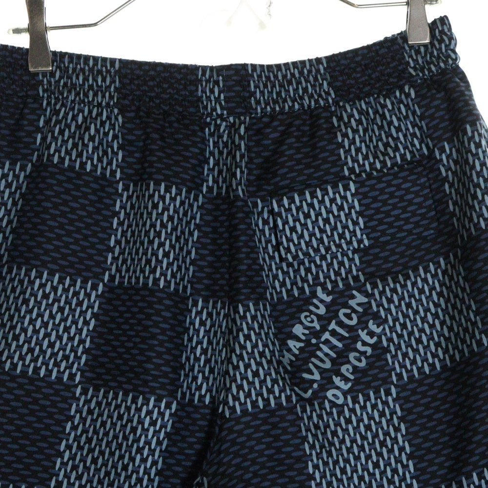LOUIS VUITTON(ルイヴィトン) 25AW 総柄 ダミエ シルクショーツ ハーフパンツ ブルー RM252MQ FYQ HTP46W