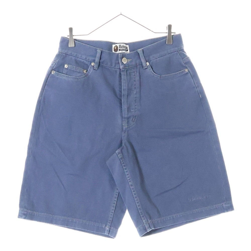 A BATHING APE(アベイシングエイプ) スターロゴ ワイドフィット バギー デニムショーツ ハーフパンツ グレー 001SPL301303M